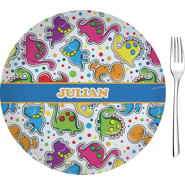 Custom Dinosaur Print 8" Glass Appetizer / Dessert Plates - Single or Set (Personalized)
