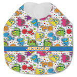 Dinosaur Print Jersey Knit Baby Bib w/ Name or Text
