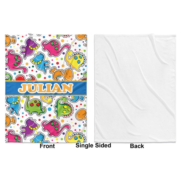 Dinosaur Print Baby Blanket (Single Side - Printed Front, White Back)