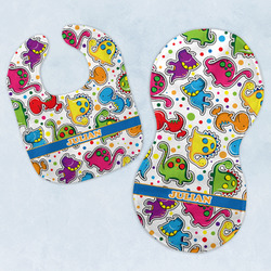 Dinosaur Print Baby Bib & Burp Set w/ Name or Text