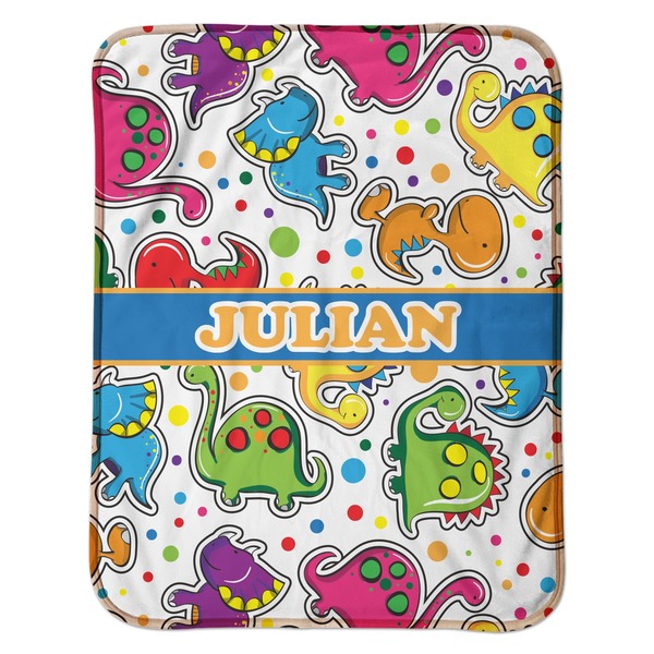 Dinosaur Print Baby Sherpa Blanket - Flat