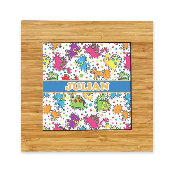 Custom Dinosaur Print Bamboo Trivet with Ceramic Tile Insert (Personalized)