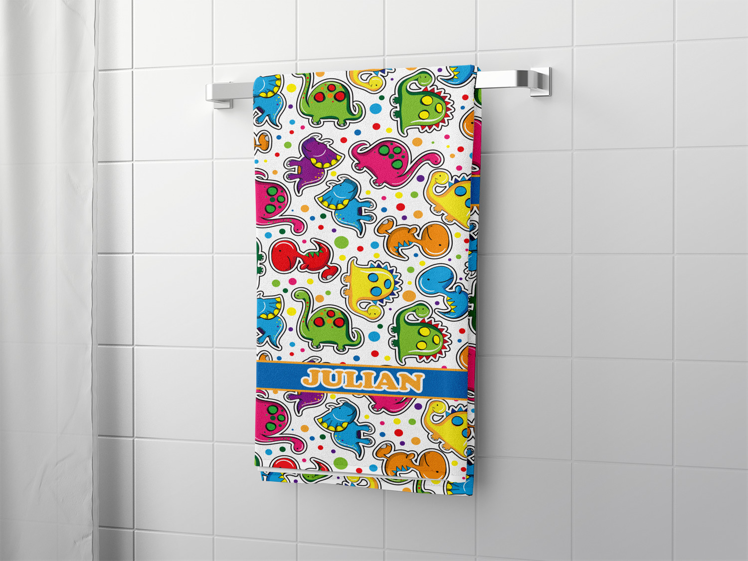 Custom Dinosaur Print Bath Towel (Personalized) YouCustomizeIt