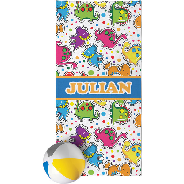 Custom Dinosaur Print Beach Towel (Personalized)