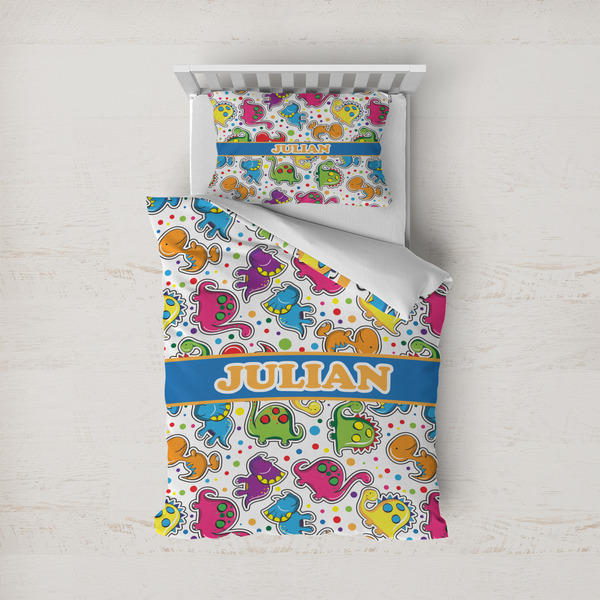 Custom Dinosaur Print Duvet Cover Set - Twin (Personalized)