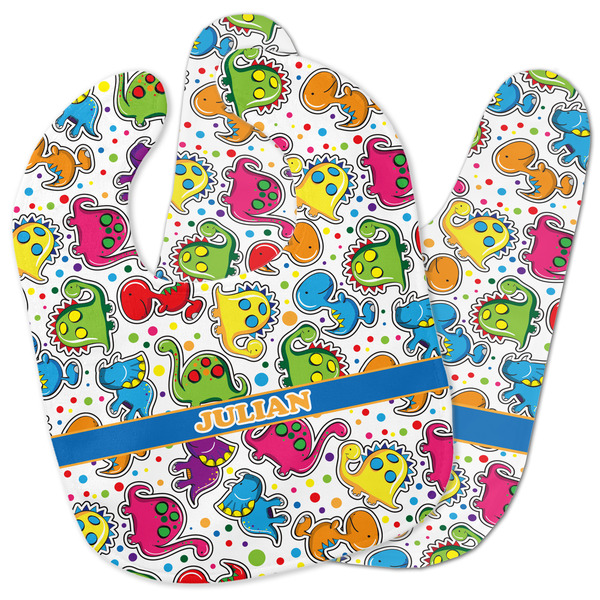 Custom Dinosaur Print Baby Bib w/ Name or Text