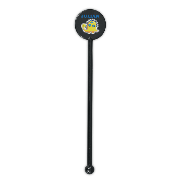 Dinosaur Print Black Plastic 5.5" Stir Stick - Round - Single Stick