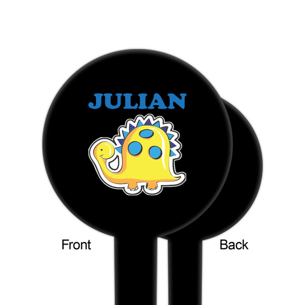 Dinosaur Print Black Plastic 6" Food Pick - Round - Single Sided - Front & Back