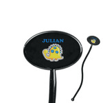 Dinosaur Print 7" Oval Plastic Stir Sticks - Black - Double Sided (Personalized)