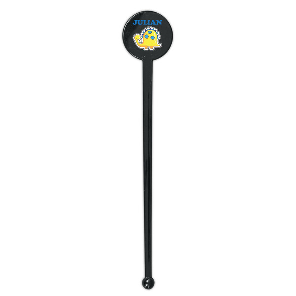Dinosaur Print Black Plastic 7" Stir Stick - Round - Single Stick