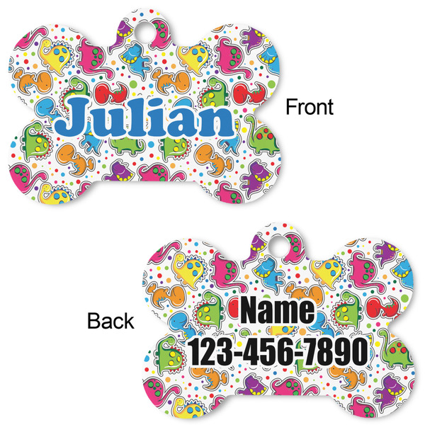 Dinosaur Print Bone Shaped Dog ID Tag - Large - Approval