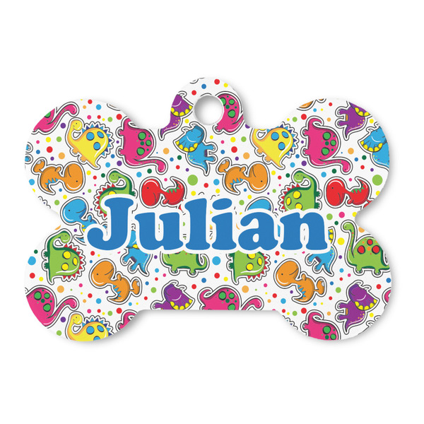 Custom Dinosaur Print Bone Shaped Dog ID Tag - Large (Personalized)