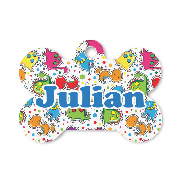 Custom Dinosaur Print Bone Shaped Dog ID Tag - Small (Personalized)