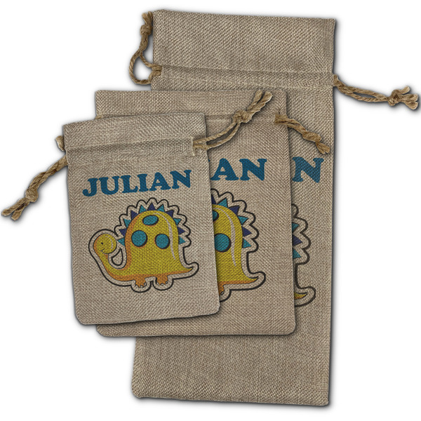Dinosaur Print Burlap Gift Bags - (PARENT MAIN) All Three