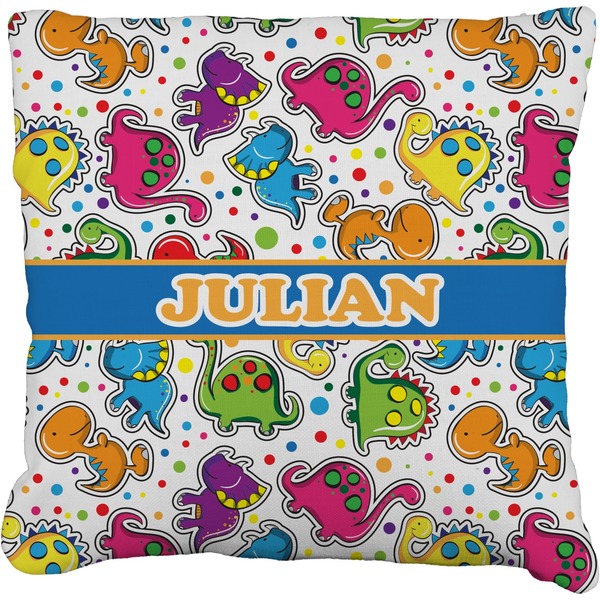 Custom Dinosaur Print Faux-Linen Throw Pillow 16" (Personalized)