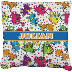 Dinosaur Print Faux-Linen Throw Pillow 18" (Personalized)