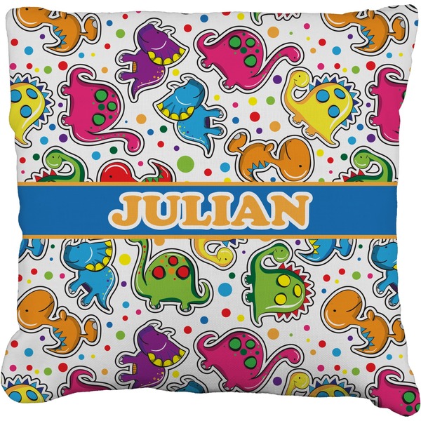 Custom Dinosaur Print Faux-Linen Throw Pillow 18" (Personalized)