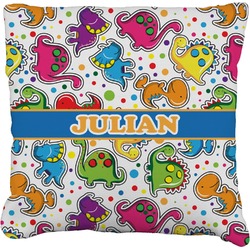Dinosaur Print Faux-Linen Throw Pillow 20" (Personalized)