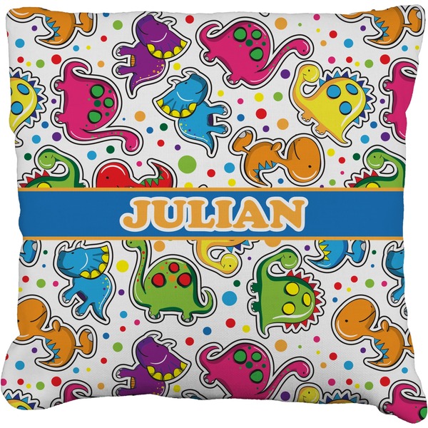 Custom Dinosaur Print Faux-Linen Throw Pillow 20" (Personalized)