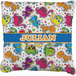 Dinosaur Print Faux-Linen Throw Pillow (Personalized)