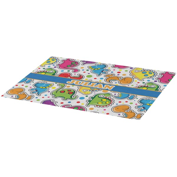 Dinosaur Print Burlap Placemat (Angle View)