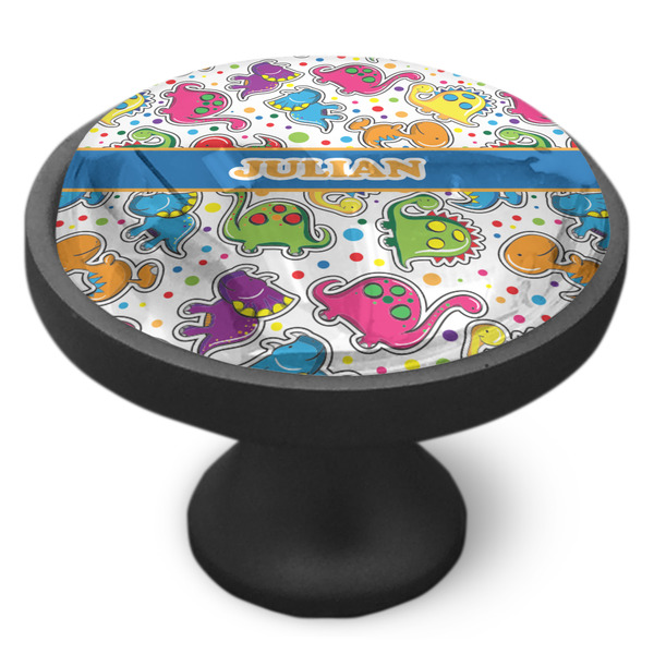 Dinosaur Print Cabinet Knob - Black - Side