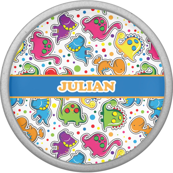 Dinosaur Print Cabinet Knob - Nickel - Front