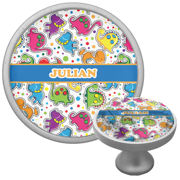Dinosaur Print Cabinet Knob - Nickel - Multi Angle