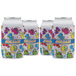 Dinosaur Print Can Cooler (12 oz) - Set of 4 w/ Name or Text
