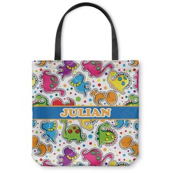 Dinosaur Print Canvas Tote Bag - Small - 13"x13" (Personalized)