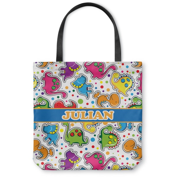 Custom Dinosaur Print Canvas Tote Bag - Small - 13"x13" (Personalized)