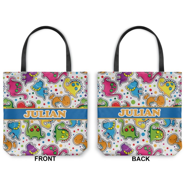 Dinosaur Print Canvas Tote - Front and Back