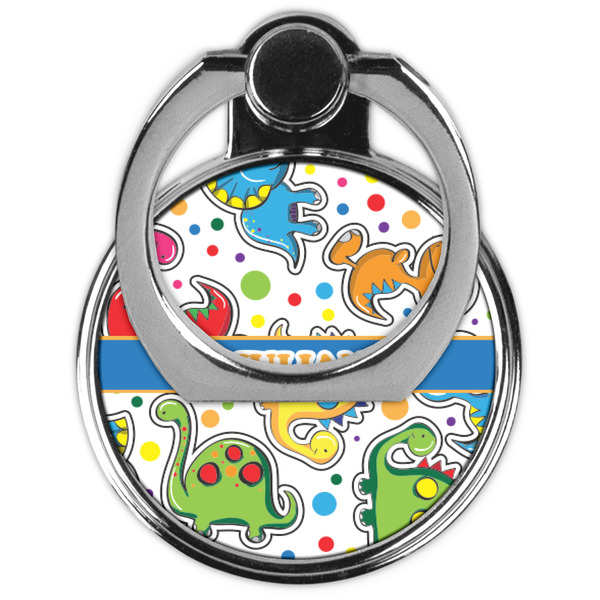 Dinosaur Print Cell Phone Ring Stand & Holder - Front (Collapsed)