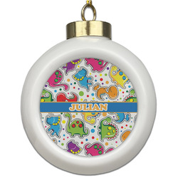 Dinosaur Print Ceramic Ball Ornament (Personalized)