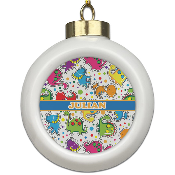 Custom Dinosaur Print Ceramic Ball Ornament (Personalized)