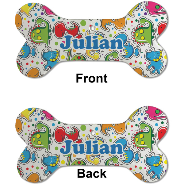 Dinosaur Print Ceramic Flat Ornament - Bone Front & Back (APPROVAL)