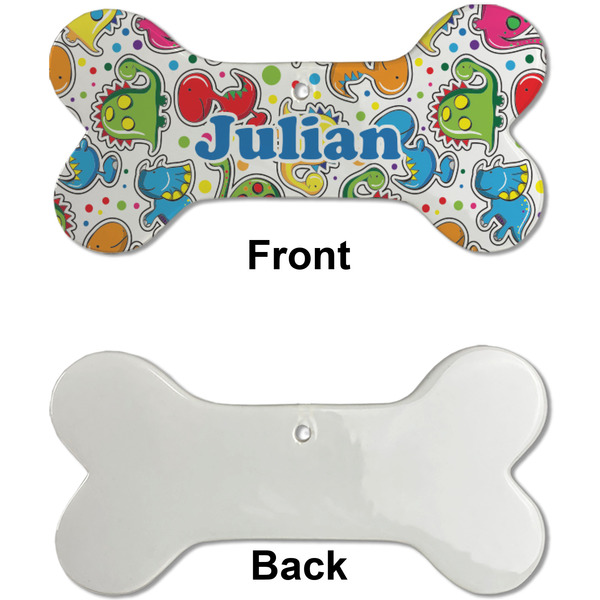 Dinosaur Print Ceramic Flat Ornament - Bone Front & Back Single Print (APPROVAL)