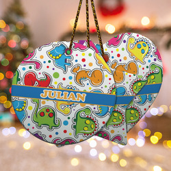 Dinosaur Print Ceramic Ornament w/ Name or Text