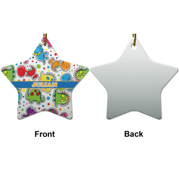 Dinosaur Print Ceramic Flat Ornament - Star Front & Back (APPROVAL)