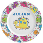Dinosaur Print Ceramic Dinner Plates (Set of 4) (Personalized)