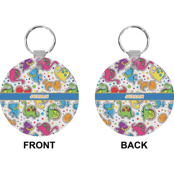 Dinosaur Print Circle Keychain (Front + Back)