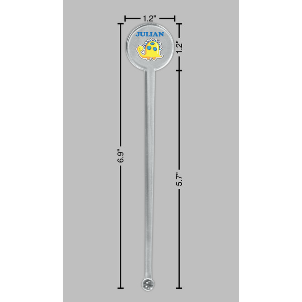 Dinosaur Print Clear Plastic 7" Stir Stick - Round - Dimensions