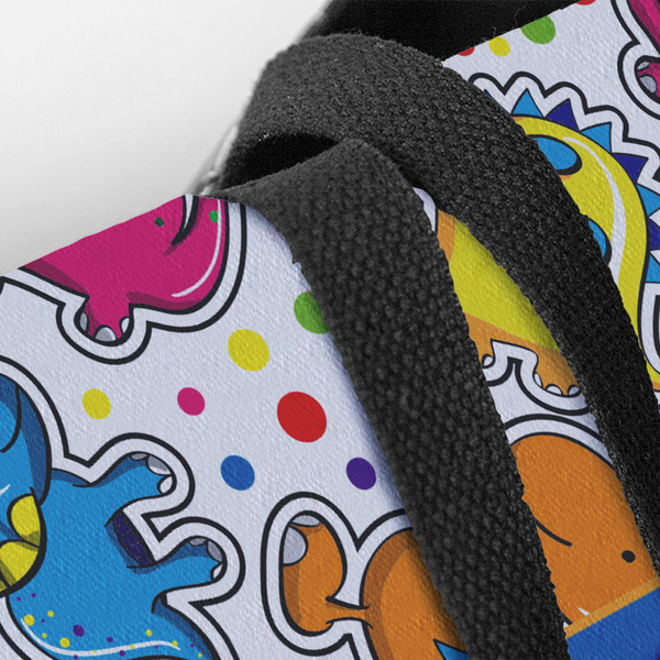 Dinosaur Print Closeup of Tote w/Black Handles