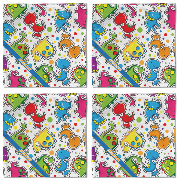 Dinosaur Print Cloth Napkins - Personalized Lunch (APPROVAL) Set of 4