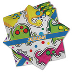 Dinosaur Print Cloth Cocktail Napkins - Set of 4 w/ Name or Text