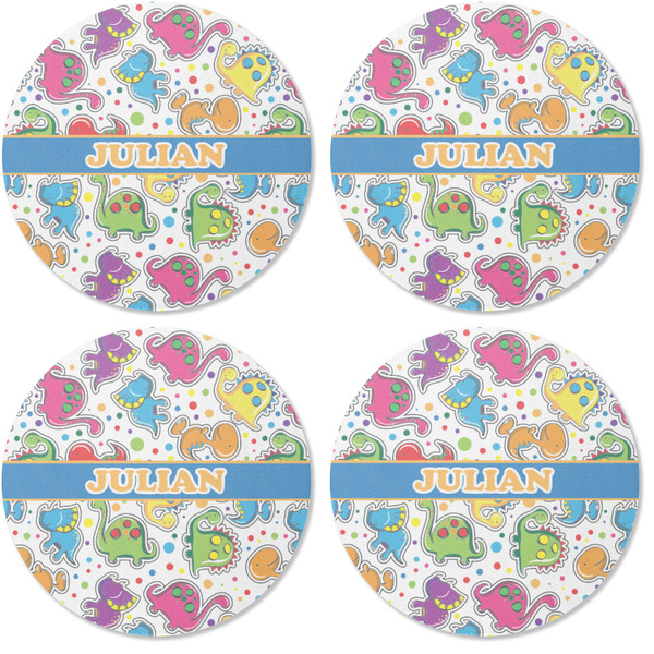 Dinosaur Print Coaster Round Rubber Back - Apvl