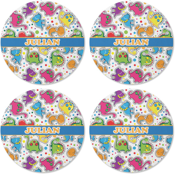 Dinosaur Print Coaster Round Rubber Back - Apvl