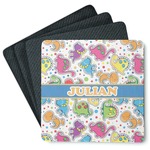Dinosaur Print Square Rubber Backed Coasters - Set of 4 (Personalized)