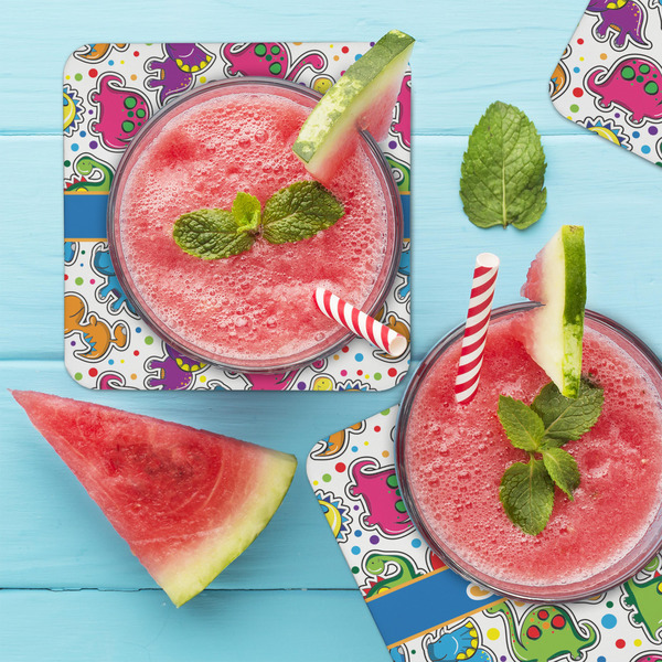 Dinosaur Print Coaster Set - LIFESTYLE