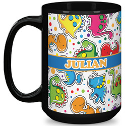 Dinosaur Print 15 Oz Coffee Mug - Black (Personalized)